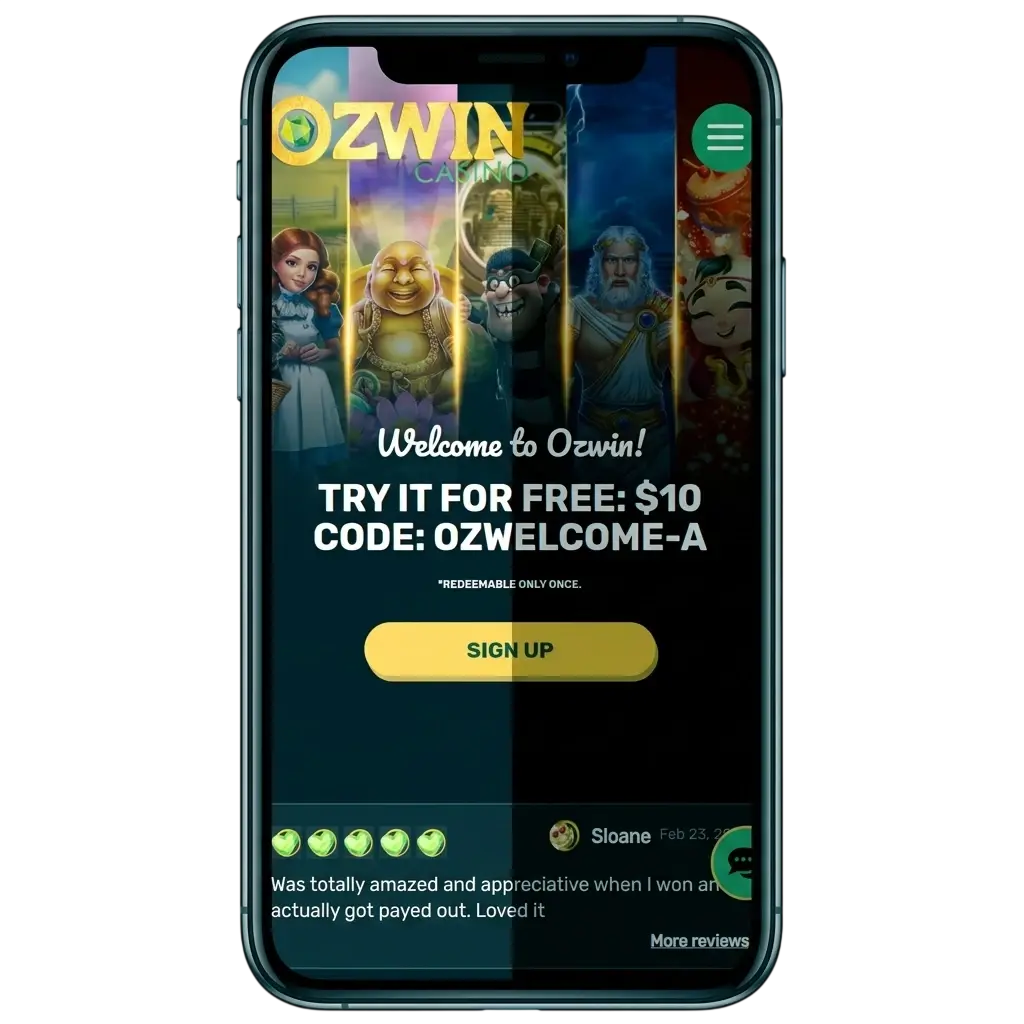 Ozwin app download screen for Android and iOS in Australia