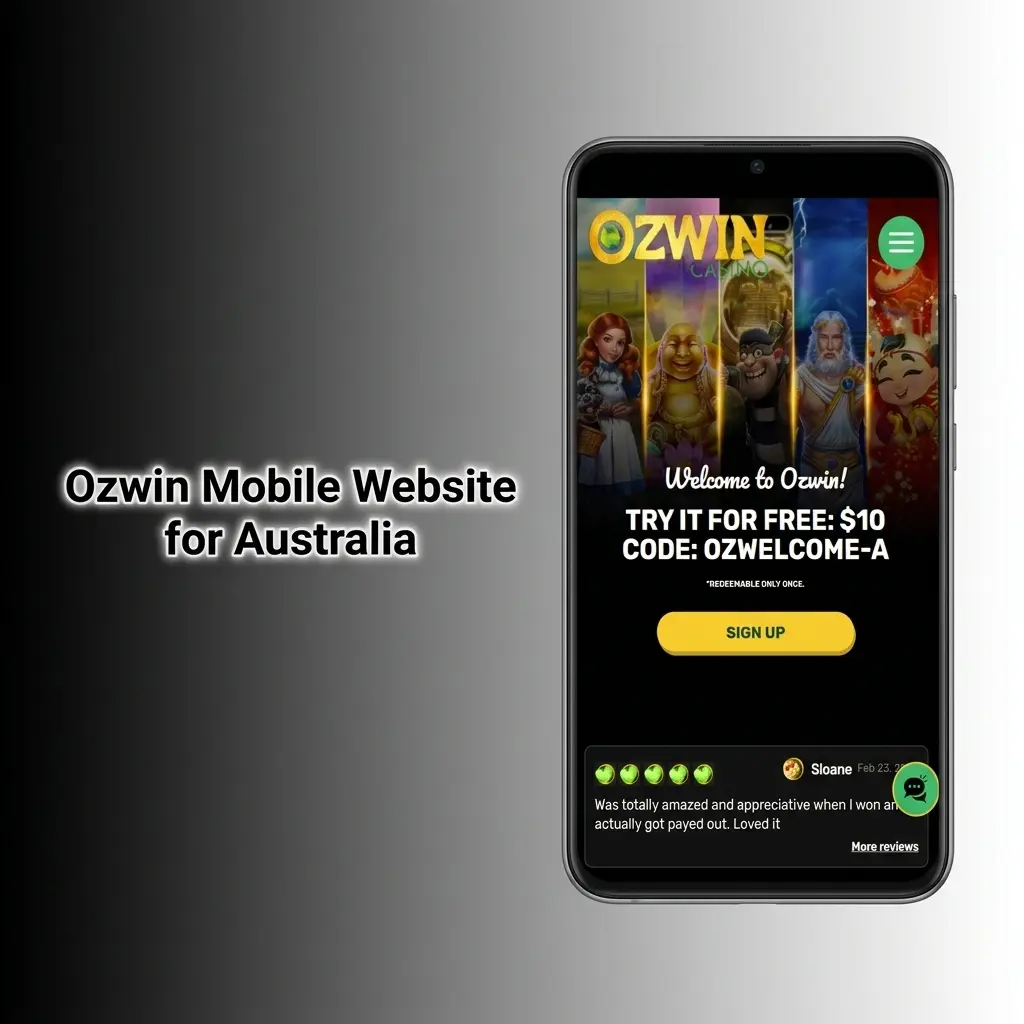 Ozwin mobile website on a smartphone browser
