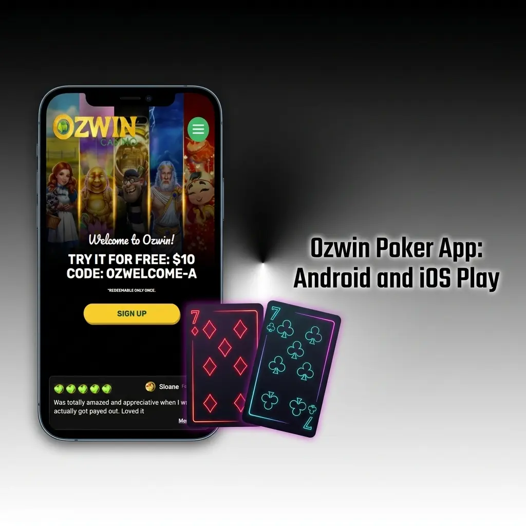 Ozwin Poker app on Android and iOS devices